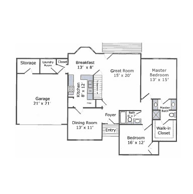 Cottage floor plan B | Presbyterian Village Austell